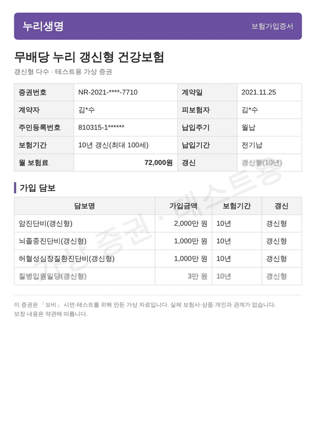 갱신형 다수 샘플 증권